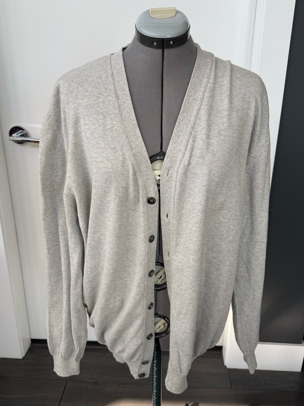 Blumarine Light Gray Knit Button Cardigan Detail